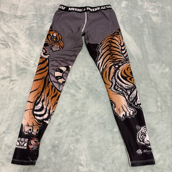 Meerkatsu Tights Midnight Tiger Print Grey Orange Black Wonderful Illustration - Picture 12 of 13